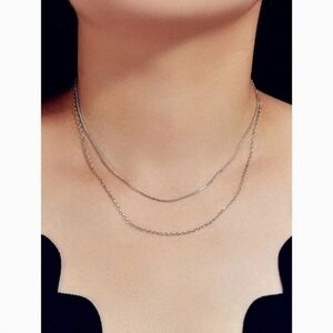 Anthropologie Layered Silver Snake Chain Necklace
